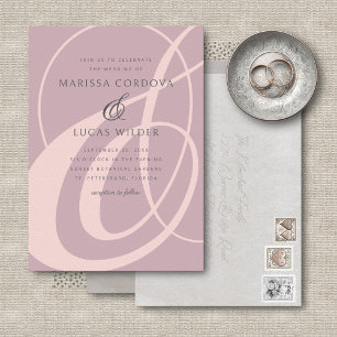 Dusty Rose Blush Pink Ampersand Script Wedding Invitation