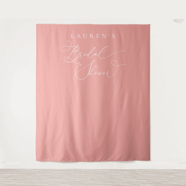 Dusty Rose Blush Pink Bridal Shower Photo Backdrop Tapestry (Front)