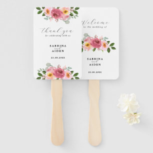 Dusty Rose Blush Pink Floral Wedding Hand Fan