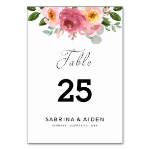 Dusty Rose   Blush Pink Floral Wedding Table Number
