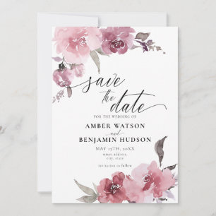 Dusty Rose Blush Pink Flower Floral Save The Date Invitation
