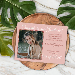 Dusty Rose Blush Pink Graduation Announcement Postcard