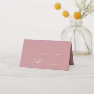 Dusty Rose Blush Pink Minimalist 1 Wedding Place Card
