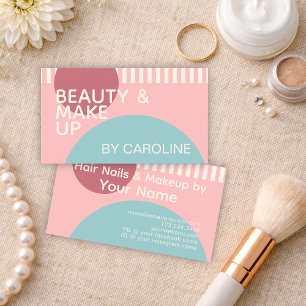 Dusty Rose Blush Pink Mint Teal Green Art Pattern Business Card