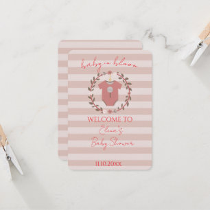 Dusty Rose Blush Pink Stripes Baby Girl Shower Invitation