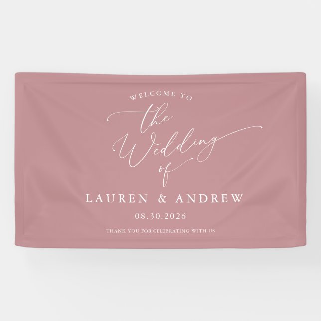 Dusty Rose Blush Pink Welcome to Our Wedding  Banner (Horizontal)