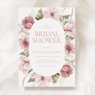 Dusty Rose, Blush & Sage Watercolor Bridal Shower Invitation