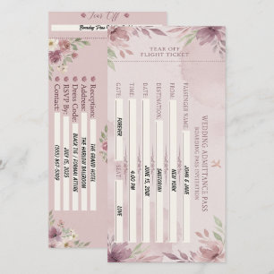 Dusty Rose boarding pass Wedding Card