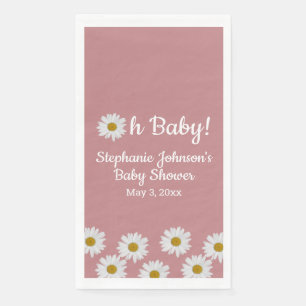Dusty Rose Bohemian Daisies Oh Baby Baby Shower   Napkin
