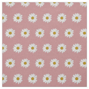 Dusty Rose Bohemian Daisy Pattern Fabric