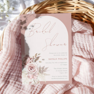 Dusty Rose Boho Arch Blush Floral Bridal Shower Invitation