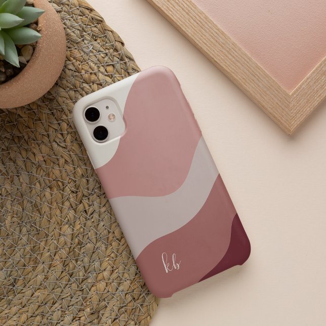 Dusty Rose Boho Colour Flow Monogram Case-Mate iPhone Case (Creator Uploaded)