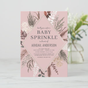 Dusty Rose Boho Floral Pampas Grass Baby Sprinkle Invitation