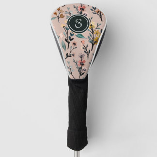 Dusty Rose Boho Floral Watercolor Custom Golf Head Cover
