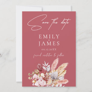 Dusty Rose Boho Floral Wedding    Save The Date