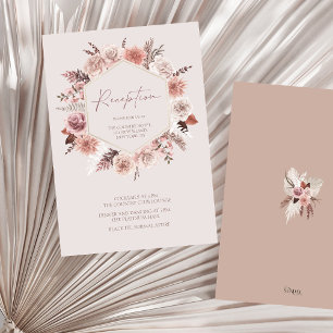 Dusty Rose Boho Pampas Floral Wedding Reception Enclosure Card