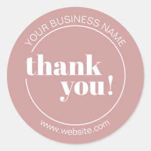 Dusty Rose Bold Business Thank You Classic Round Sticker
