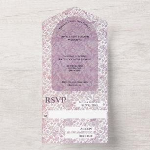 Dusty rose botanical All in One Wedding Invite
