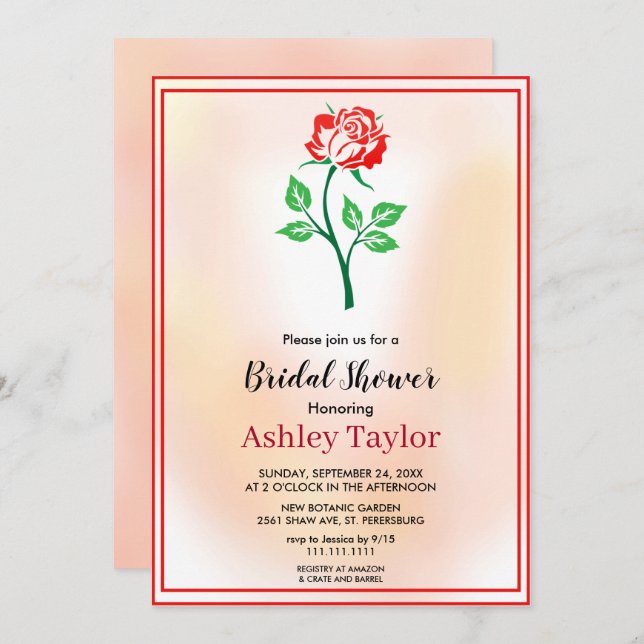 Dusty rose botanical boho floral Bridal Shower Invitation (Front/Back)