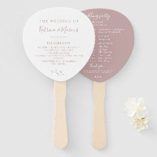 Dusty Rose Botanical Branch Wedding Program Hand Fan