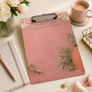 Dusty Rose Botanical Elegant Clipboard