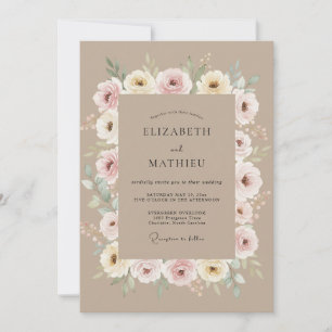 Dusty Rose Botanical Embrace Wedding Invitation
