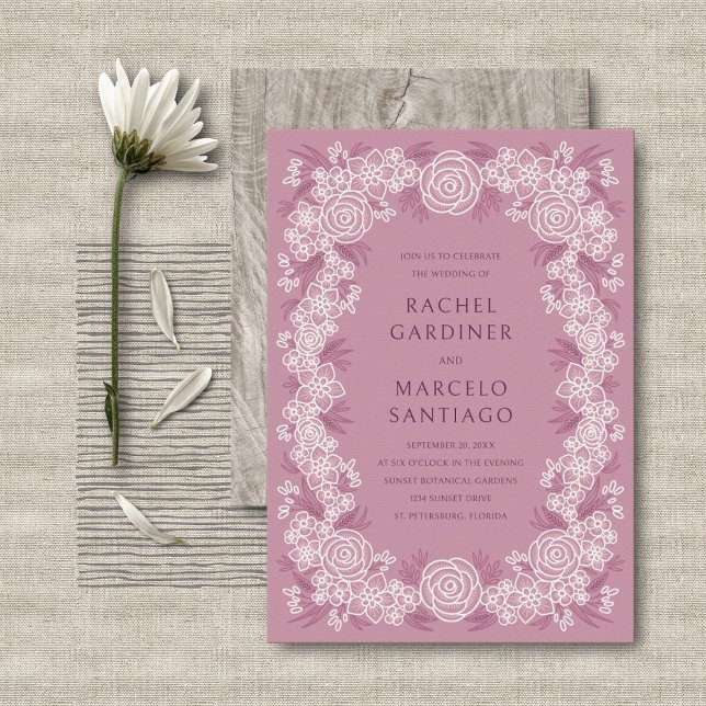 Dusty Rose Botanical Floral Wedding Invitation (Creator Uploaded)