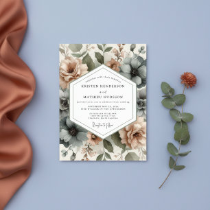 Dusty Rose Botanical Romance Wedding Invitation