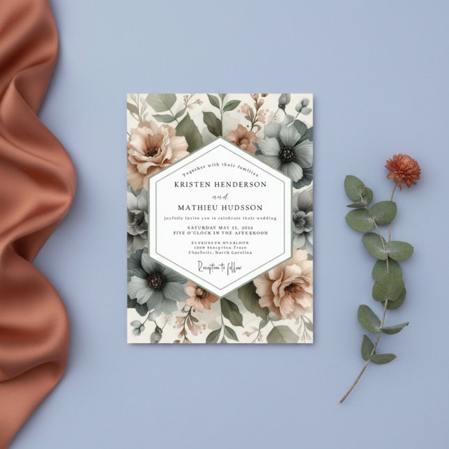 Dusty Rose Botanical Romance Wedding Invitation (Creator Uploaded)