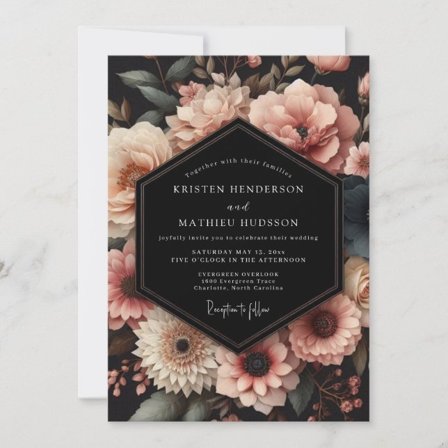 Dusty Rose Botanical Romance Wedding Invitation (Front)