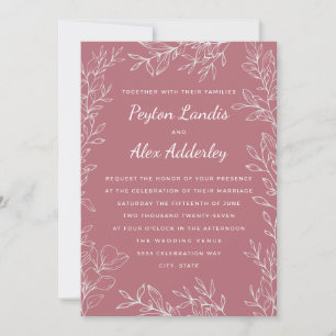 Dusty Rose Botanical Wedding Invitation