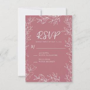 Dusty Rose Botanical Wedding RSVP Card