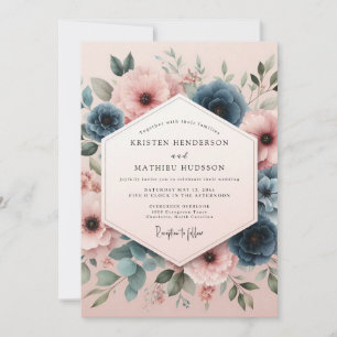 Dusty Rose Botanical Whimsy Wedding Invitation