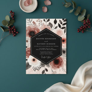 Dusty Rose Botanical Whimsy Wedding Invitation