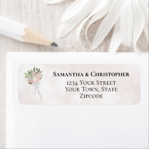 Dusty Rose Bouquet Wedding Return Address