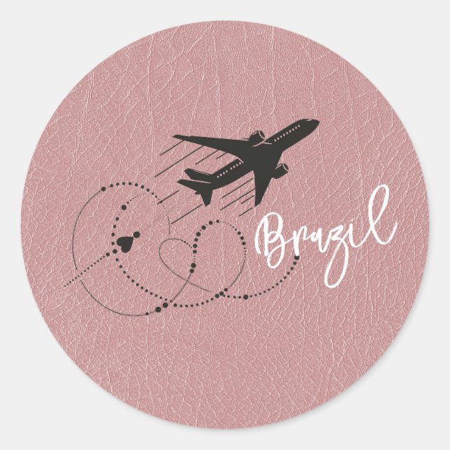 Dusty Rose Brazil Passport Classic Round Sticker (Front)