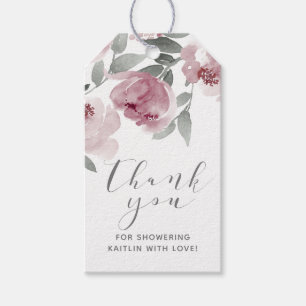 Dusty Rose Bridal Shower Floral Favour Gift Tags