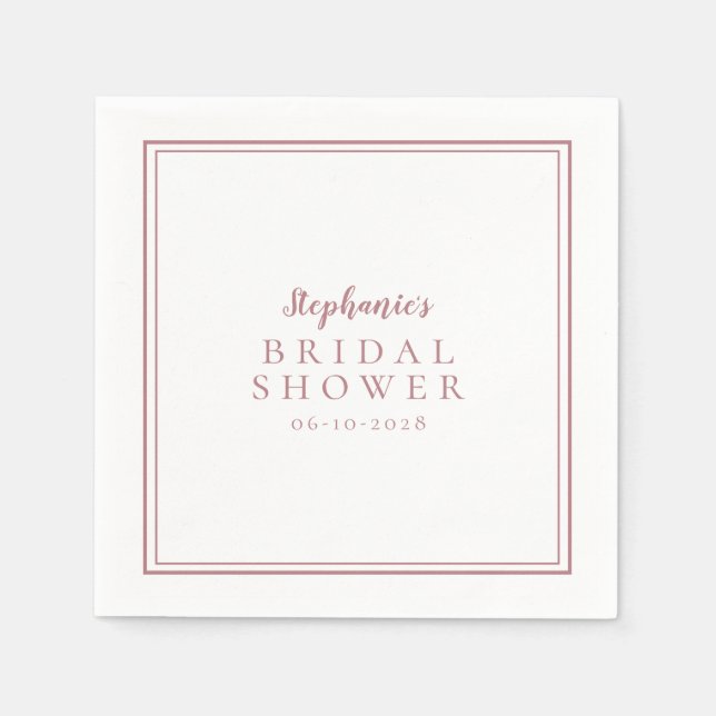 Dusty Rose Bridal Shower Wedding Simple Modern Napkin (Front)