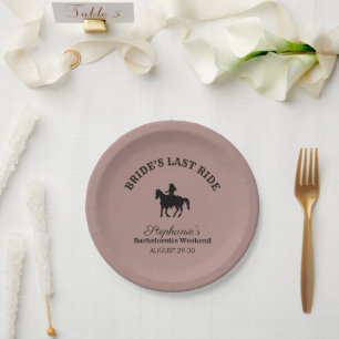 Dusty Rose Bride's Last Ride Bachelorette Weekend  Paper Plate