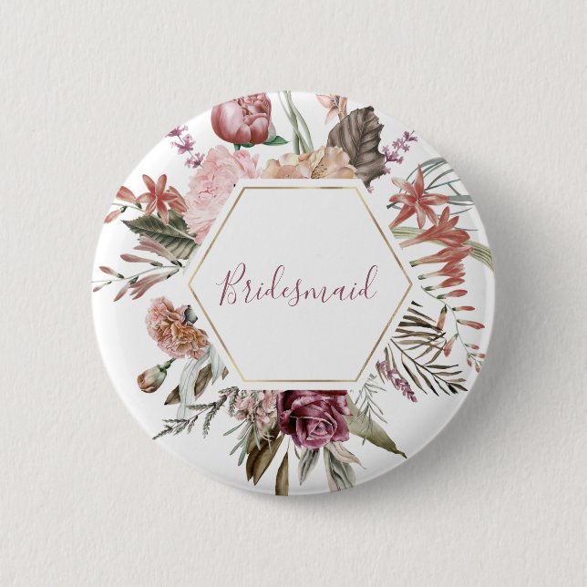 Dusty Rose Bridesmaid Button (Front)