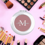 Dusty Rose Bridesmaid Initial and Name Compact Mirror<br><div class="desc">A personalised compact mirror for your wedding bridesmaid or maid of honour that has her initial and name on a trendy,  dusty rose colour background. Edit to replace initial and name. Select your compact mirror style.</div>