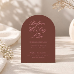 Dusty Rose Brown Arched Rehearsal Dinner Invitation
