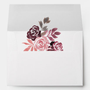 Dusty Rose Burgundy Floral Wedding Envelopes