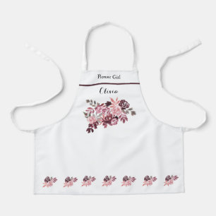 Dusty Rose Burgundy Flower Girl Apron