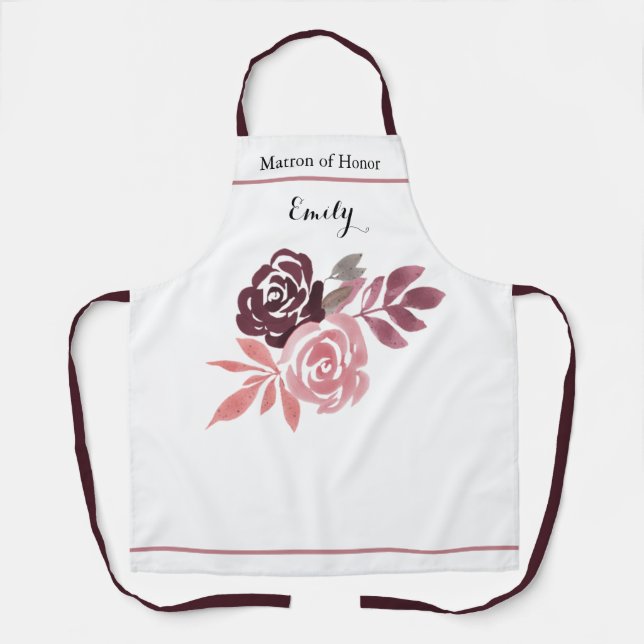 Dusty Rose Burgundy Matron of Honour Apron (Front)