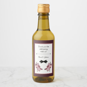 Dusty Rose Burgundy Mini Wine Bottle Favour Label