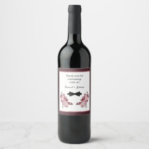 Dusty Rose Burgundy Wedding Favour Wine Label