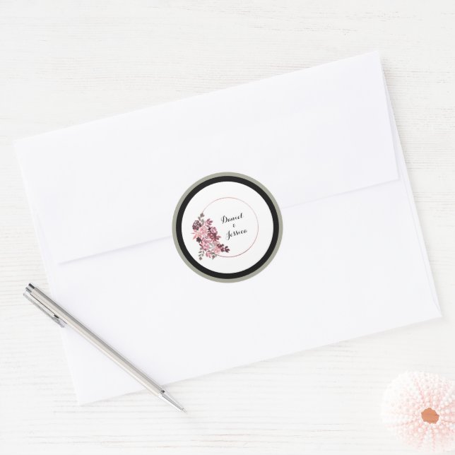 Dusty Rose & Burgundy Wedding Sticker (Envelope)