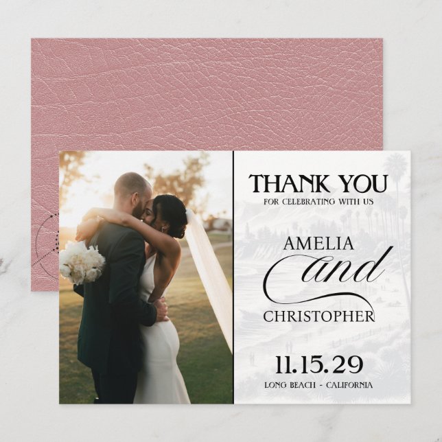 Dusty Rose California Passport Thank You Card (Front/Back)