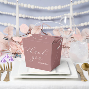 Dusty rose calligraphy elegant wedding favour box